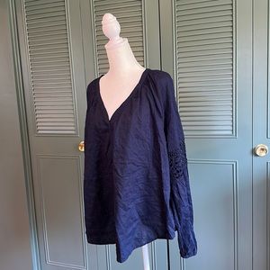 NWT Gap Long Crocheted Sleeve Eyelet Blouse